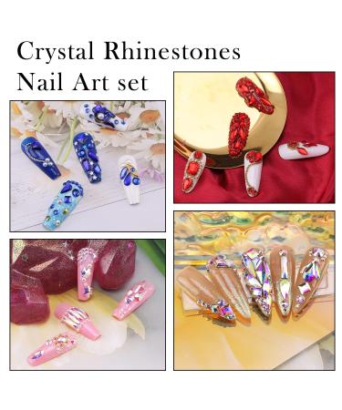 Nibiru White Rhinestones Glass Gemstones Kit for Nail Art - 3830PCS Multi Shapes Sparkly Flatback Mix with Wax Pen - Buy Online on GoSupps.com