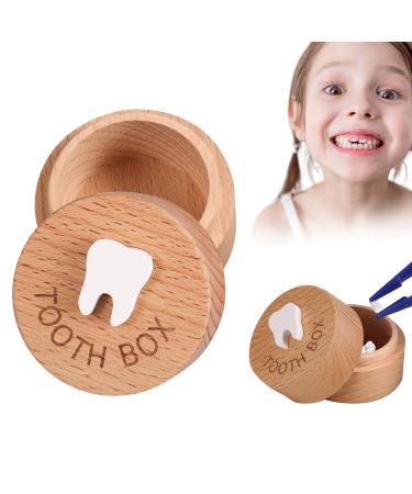 Elezenioc 1PCS Wooden Tooth Box Storage for Boys Girls Lost Teeth Vintage Tooth Fairy Box