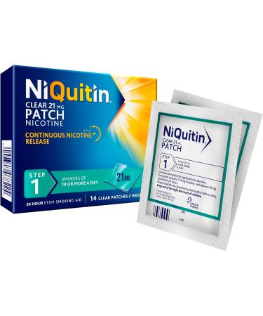 NiQuitin 21 mg Nicotine Patch Step 1  Stop Smoking Aid Therapy 14 Clear Patches for 2 Weeks Treatment 24h Craving Control Invisible Nicotine Patches - Buy Online on GoSupps.com