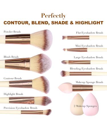 Expressions 12pc Flawless Makeup Brush Set - Vanilla Rose Gold | Premium Glitter Cosmetic Brushes for Contouring & Highlighting - Buy Online on GoSupps.com