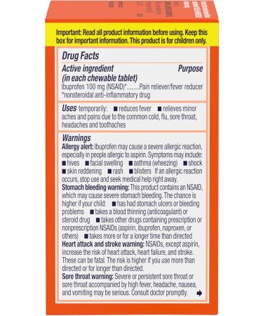 Motrin Children's Dye-Free Ibuprofen Chewable Tablets - Grape Flavor (24 Count) - Buy Online on GoSupps.com