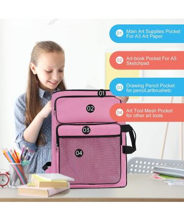 TreochtFUN Kids Art Portfolio 15x18 - A3 Organizer Case for Child Artwork - Black Art Bag with Tote and Backpack - Buy Online on GoSupps.com