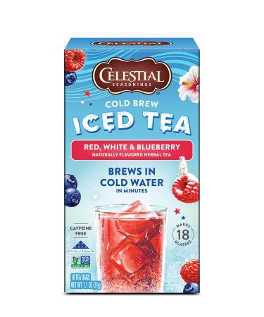 Celestial Seasonings Cold Brew Iced Tea Red White & Blueberry Caffeine Free 18 Tea Bags 1.1 oz (31 g)