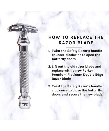 Parker 99R - Long Handle Heavyweight Butterfly Open Double Edge Safety Razor for Men + 5 Premium Platinum Blades - Buy Online on GoSupps.com