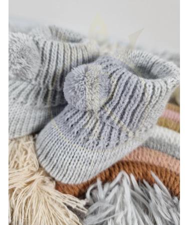 Royal Icon Newborn Baby Booties | Pom Pom Bootees for 0-3 Months | Adorable and Stylish | Ideal for Indoor and Outdoor Use | Grey | RI408 - Buy Online on GoSupps.com