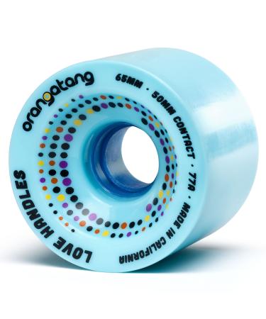 Orangatang Love Handles 65 mm Cruising Longboard Skateboard Wheels (Set of 4) Blue, 77a w/o bearings