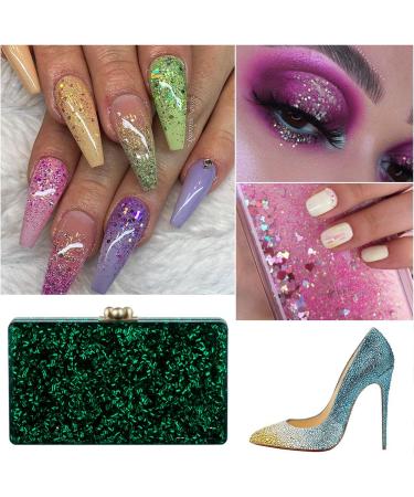 12 Colors Holographic Nail Glitter & Makeup Sequins - Glitter Powder for Face Hair & Body Decoration | Festival Essentials with Brush - Buy Online on GoSupps.com
