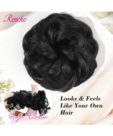 REECHO Black Synthetic Messy Bun Hair Piece Tousled Updo Scrunchie - Buy Online on GoSupps.com