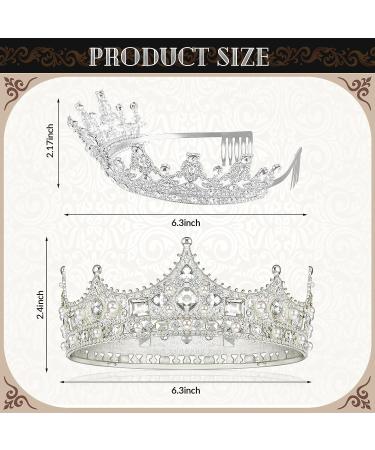 Juexica Baroque Vintage King Crown and Tiara Set - Ideal for Halloween, Prom Party - Silver - Buy Online on GoSupps.com