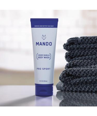 Mando Odor Shield Body Wash - 24 Hour Control - Removes Odor Better than Soap - SLS and Paraben Free Skin Safe - 8.5 Ounce (Pro Sport) Pro Sport 8.5 Fl Oz (Pack of 1) - Buy Online on GoSupps.com