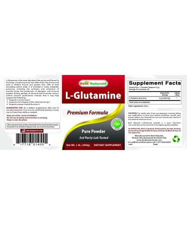 Best Naturals L-Glutamine Pure Powder 1 LB - Pack of 2 | 100% Pure & High Quality - Buy Online on GoSupps.com