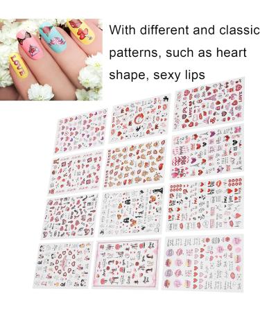 Nail Art Sticker Red Lips Heart Shape Non toxic Nail Adhesive Sticker for Nails Toenails for Household Nail Shop for DIY Nail Art - Buy Online on GoSupps.com