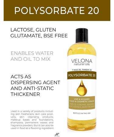 Velona Polysorbate 20 - 32 oz Solubilizer | Food & Cosmetic Grade | All Natural for Cooking, Skin Care, Bath Bombs | Fast Results - Buy Online on GoSupps.com