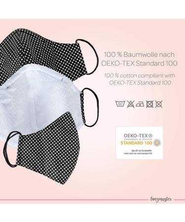 Buy Tanzmuster Washable Cotton Masks for Kids & Adults - 2-Ply Black & White Dotted - Nose Clip & Filter Pocket - OEKO-TEX Standard 100 | International Shipping Available - Buy Online on GoSupps.com