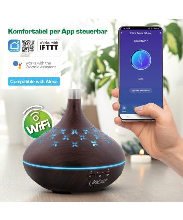 Inline SmartHome 400ml Aroma Diffuser - Essential Oil Ultrasonic Humidifier for Bedrooms & Offices Alexa/Google Home Compatible Features Timer & Fresh Air Ambience - Buy Online on GoSupps.com