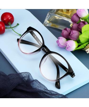 Stylish Oval Blue Light Blocking Glasses - Anti Eyestrain for Men/Women - Computer/TV Reading - No Magnification - Black Purple - Buy Online on GoSupps.com
