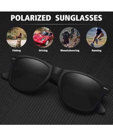 MEETSUN Polarized Sunglasses 2 Pack - Classic Retro Sun Glasses for Driving & Fishing - 100% UV Protection - Matte Black Frame/Grey Lens - Buy Online on GoSupps.com