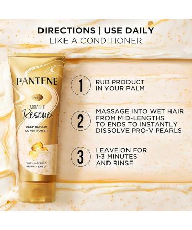 Pantene Miracle Rescue Deep Conditioner for Dry Damaged Hair with Melting Pro-V Pearls Hair Treatment Transforms Softens and Repairs Hair For All Hair Types Safe for Color Treated Hair 8.0 oz - Buy Online on GoSupps.com