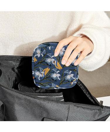 Anna Cowper Dark Blue Flower Birds Sanitary Napkin Storage Bag - Portable Period Pouch for Women & Girls - Multi-colored - 1Pcs - Buy Online on GoSupps.com