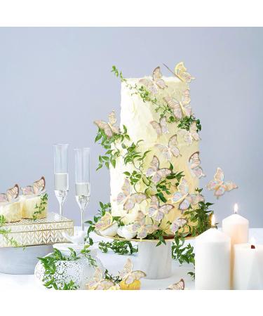 Blumomon 30pc 3D Butterfly Cake Toppers - Gold Rimmed Decorations for Weddings Baby Showers Birthdays & Parties - Buy Online on GoSupps.com