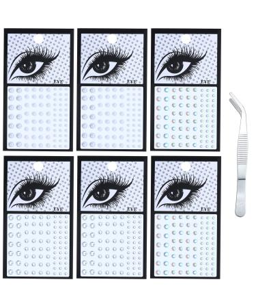 HAIAISO Face Gems Eye Gems Rhinestone Stickers Self Adhesive Face Jewels for Makeup Pearl Rhinestones Rainbow Hair Nail Eye Face Gems Stick on for Women Color B
