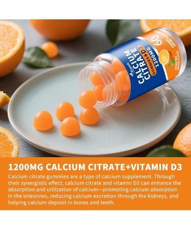 (2 Pack)Calcium Citrate 1200mg with Vitamin D3 Gummies for women & Men Calcium Citrate Supplements for Bone & Teeth Support High Absorption-Easy to Digest Sugar Free Vegan Orange Flavor 60 Day Supply 60 Count (Pack of 2) - Buy Online on GoSupps.com