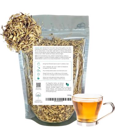 Organic Licorice Root 200g Tea Cut Loose Herbal Tea Caffeine-Free Glycyrrhiza Glabra Egyptian Liquorice Dried Bulk | DRAGONFLY HERBS 200 grams - Buy Online on GoSupps.com