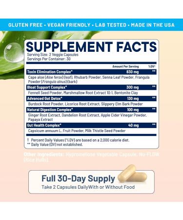 Herbal Cleanse + Detox - 15-Day Gut & Colon Cleanse | Supports Digestive Health Bloating Relief & Weight Loss | Vegan Capsules with Milk Thistle & Ginger Root | 60 Count - Buy Online on GoSupps.com