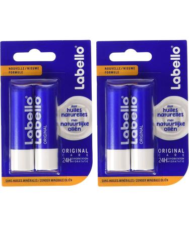 NIVEA Labello Original (4 x 5.5 ml) Lip balm enriched with natural oils and with a creamy texture Lip care Long-lasting hydration for 24 hours - Buy Online on GoSupps.com