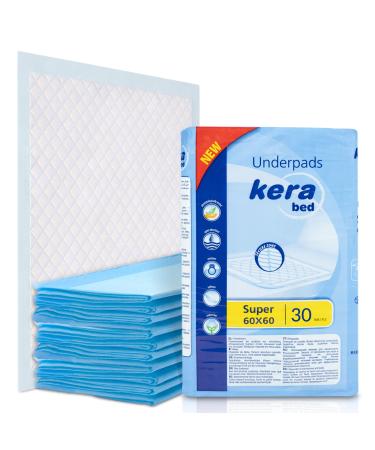 KERA Suction -strong incontinence bed pad - 30 x disposable medical documents 60x60 with Cotton Feel Comfort - incontinence pad wrapping padding waterproof 60x60 - 1200 ml - 30 pieces - Buy Online on GoSupps.com