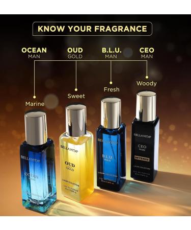 Bella.Vita Luxury Collection Eau De Parfum Gift Set 4 x 20ml Men's OUD GOLD OCEAN B.L.U & CEO - Buy Online on GoSupps.com