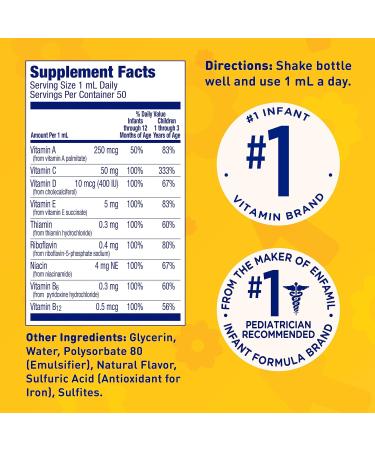 Enfamil Poly-Vi-Sol Bundle: Liquid Multivitamin Supplements for Infants & Toddlers 2x50 mL Dropper Bottle - Buy Online on GoSupps.com