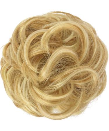 FESHFEN Messy Bun Hair Piece Scrunchie 55g Synthetic Updo Hairpiece Strawberry Blonde & Bleach Blonde for Women Girls - Buy Online on GoSupps.com