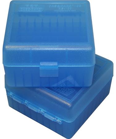 MTM 100 Round Rifle Ammo Box - Clear Blue for 17, 204, 223, 5.56x45, 6x47 Ammo - Buy Online on GoSupps.com