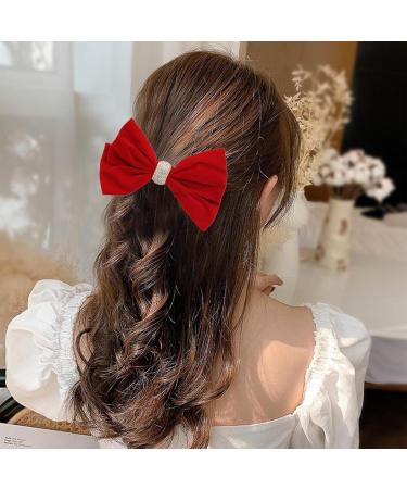 Red Hair Bow Hair Clip Velvet Hair Bows for Women Big Bowknot Hairpin Vintage French Large Hair Barrettes Hair Accessories for Women Girls Headdress Gifts - Buy Online on GoSupps.com