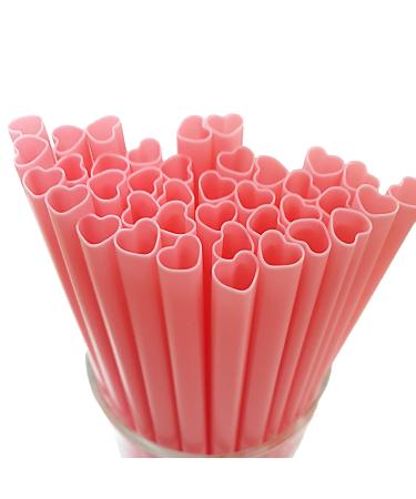 The best MOON 100pcs Heart Shaped Pink Straws Disposable Drinking Cute Straw Individually Wrapped Pink Plastic Straw Valentines day Cocktail Birthday Party Bridal Shower Wedding Supplies Pink 100