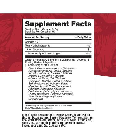 Troomy 14 Mushroom Blend Gummies 60ct - Mango Strawberry Flavor | Gelatin-Free, Gluten-Free, Vegetarian - Buy Online on GoSupps.com
