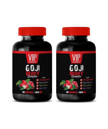 antioxidant supplement - GOJI BERRY COMPLEX - WITH POMEGRANATE RESVERATROL NONI ACAI - Pomegranate vitamin e for skin - antioxidant nutritional supplements - antioxidants vitamins - 2 Bot 120 Caps