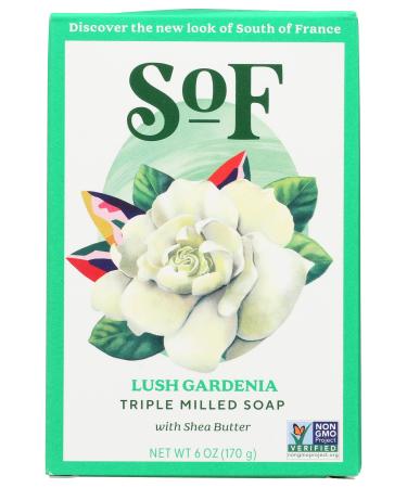 South of France Lush Gardenia Bar Soap Gluten Free Cruelty Free 6 Ounce (Pack of 3)