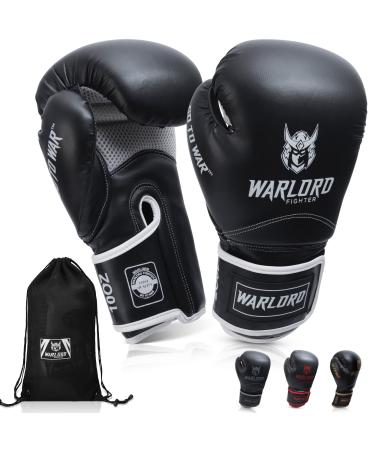 WARLORD Boxing Gloves Men Boxing Gloves Women Muay Thai Gloves MMA Gloves Men Kickboxing Gloves Heavy Bag Gloves Sparring Training Punching Bag Boxing Equipment Guantes de Boxeo Hombres 10 12 14 16 oz 16 oz Black/White