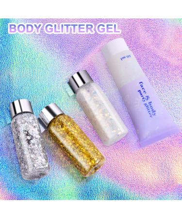 Uraqt Body Glitter Gel | Chunky Glitter & Lotion for Face Hair Lips | Sparkling Mermaid Makeup for Festivals (Gold) - Buy Online on GoSupps.com