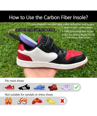 Kids Carbon Fiber Insoles for Idiopathic Toe Walking - Rigid Foot Plate Inserts for Healthy Walking - 4 Youth (224mm/8.82in - Buy Online on GoSupps.com