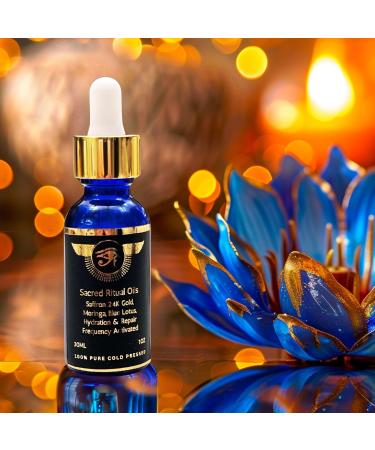 60ML Ultra Potency Blue Lotus 300X Extract | Moringa Saffron Gold Flakes for Sleep & Skin Glow | 100% Cold-Pressed for Meditation & Relaxation - Buy Online on GoSupps.com