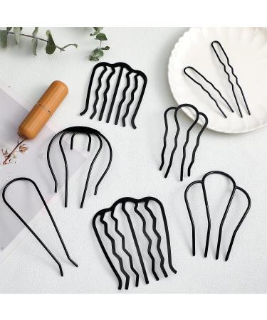 Tigeen 24 Pieces Hair Side Combs U Shaped Teeth Hair Pins Black - Hair Accessories for Women and Girls - Buy Online on GoSupps.com