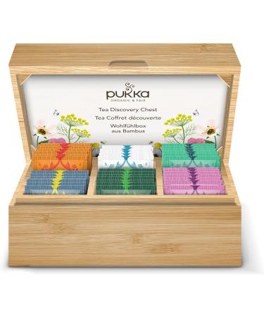 Pukka Herbs Herbal Tea Chest |Organic | Tea Collection | Reusable Sharing Box | 42 Sachets | 6 Flavours Ginger Chamomile Mint 42 Count (Pack of 1) - Buy Online on GoSupps.com