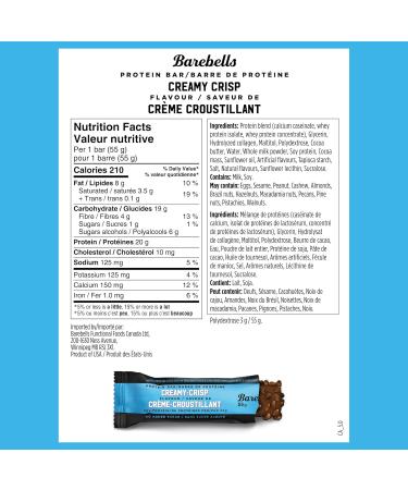 Barebells Protein Bars Creamy Crisp - 12 Count 1.94oz Bars with 20g of High Protein - Chocolate Protein Bar with 1g of Total Sugars - Perfect on The Go Protein Snack & Breakfast Bar Creamy Crisp 12 Count (Pack of 1) - Buy Online on GoSupps.com