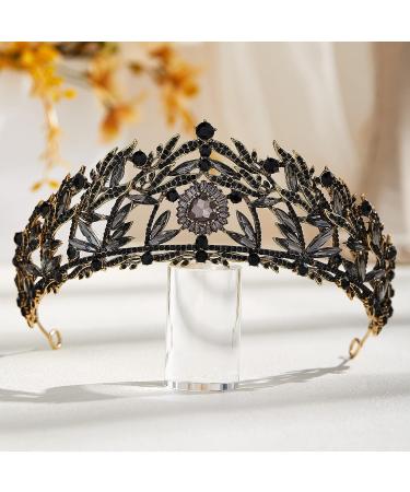 AW BRIDAL Black Tiara Crown for Women - Vintage Queen Crown Headband for Wedding, Prom, Halloween - Buy Online on GoSupps.com