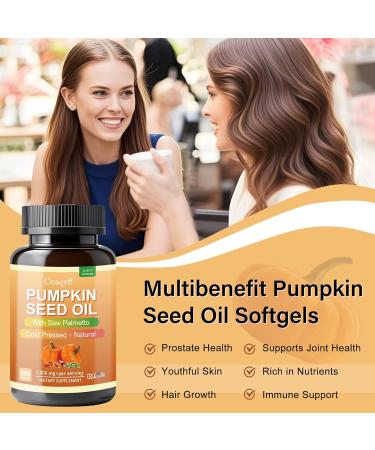 Oeaqeff Pumpkin Seed Oil with Saw Palmetto Cold Pressed Capsules 2-in-1 Formula for Hair Growth Prostate & Bladder Support Heart Health | 300 Softgels Non-GMO Soy & Gluten Free (1) - Buy Online on GoSupps.com