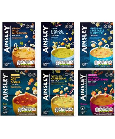 Cup Soup Bundle with Ainsley Harriott Cream of Wild Mushroom Broccoli & Stilton New England Vegetable Chowder Szechuan Hot & Sour Sweet & Spicy Caribbean and East Indian Mulligatawny (Pack of 6) - Buy Online on GoSupps.com