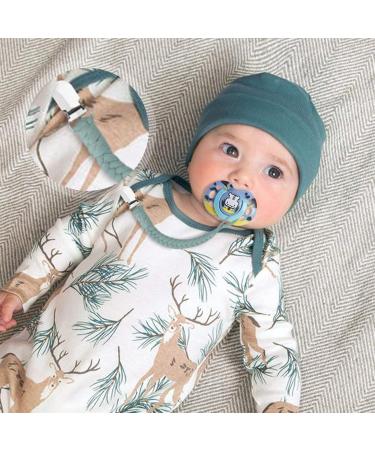 Iopykkoa Pacifier Chain - 4 Pack Cotton Clips for Boys & Girls - Colorful Triangle Design in Green Pink Blue Purple - Ideal for Bibs | International Shipping - Buy Online on GoSupps.com